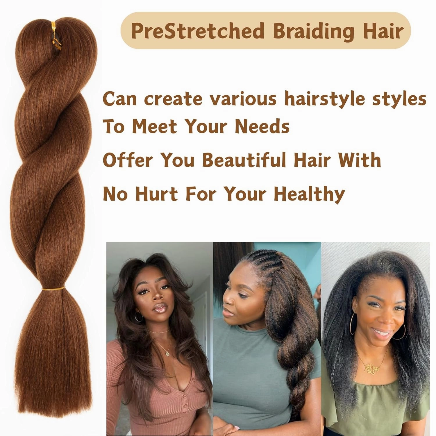 Kinky Straight Vixen Crochet hair 18Inch Yaki Kinky Straight 3 Bundles Hair Extension Premium Synthetic Fibers For Black Women (30#）