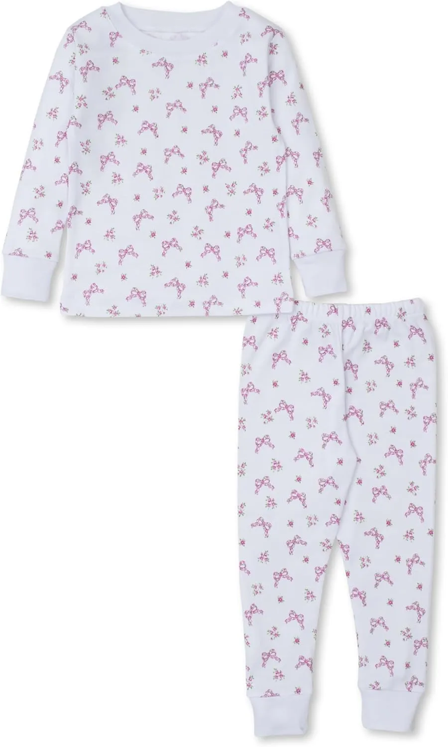 Kissy Kissy Girls Toddler Blooming Bows Pink Print Long Pajamas Set