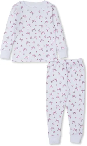 Kissy Kissy Girls Toddler Blooming Bows Pink Print Long Pajamas Set