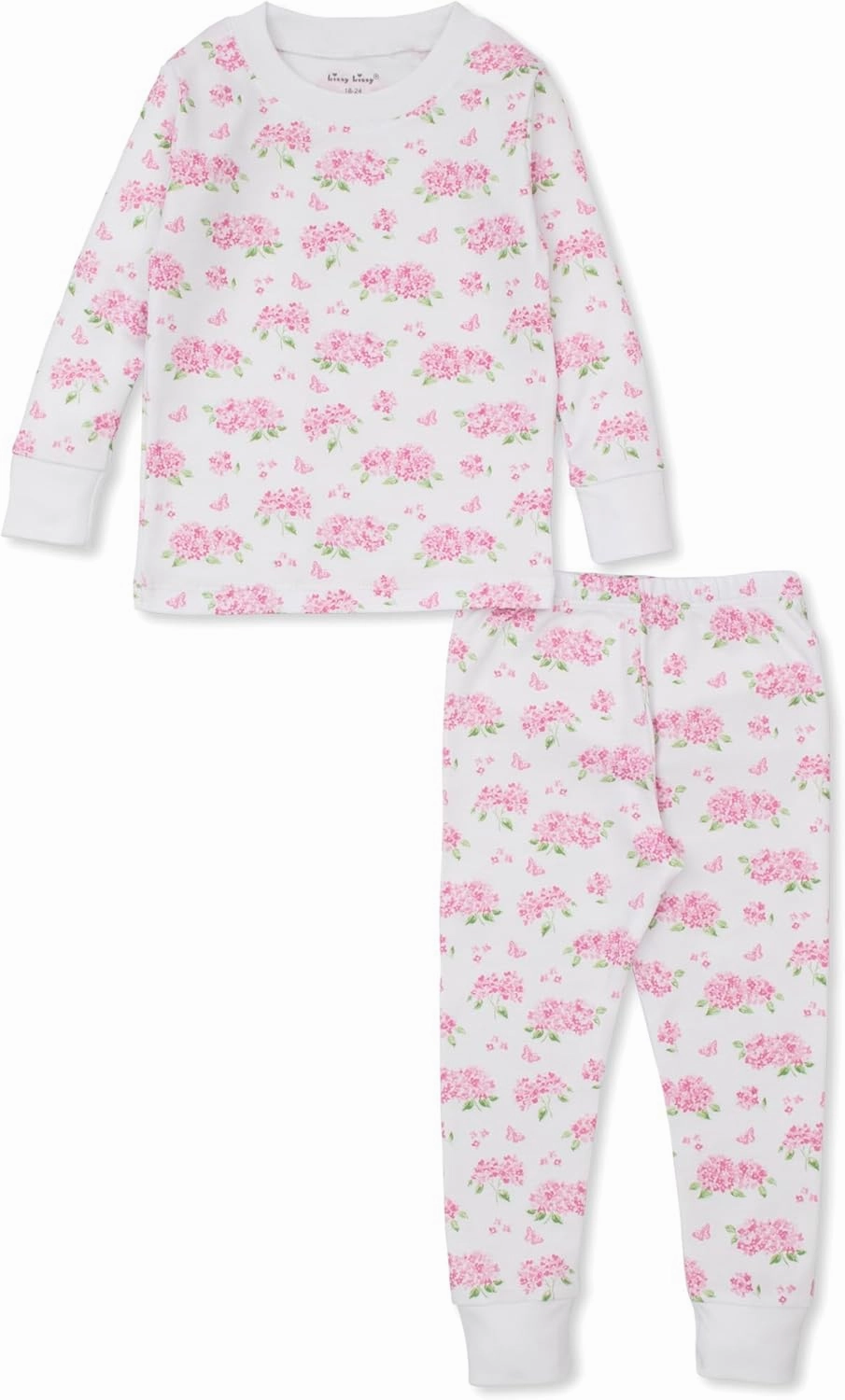 Kissy Kissy Girls Toddler Heavenly Hydrangeas Pink Print Long Pajamas Set