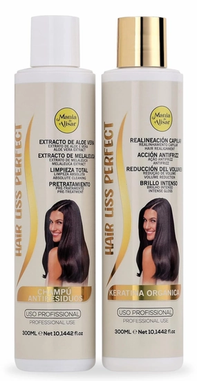 Kit Brazilian Hair Straightening Organic - Residue-Removing Shampoo and 300ml (10 oz) Hair Straightener (Pack of 2)