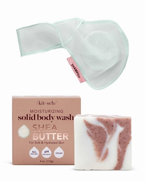 Kitsch Bottle Free Beauty Soap Bar Bag & Shea Butter Solid Body Wash Bar with Discount