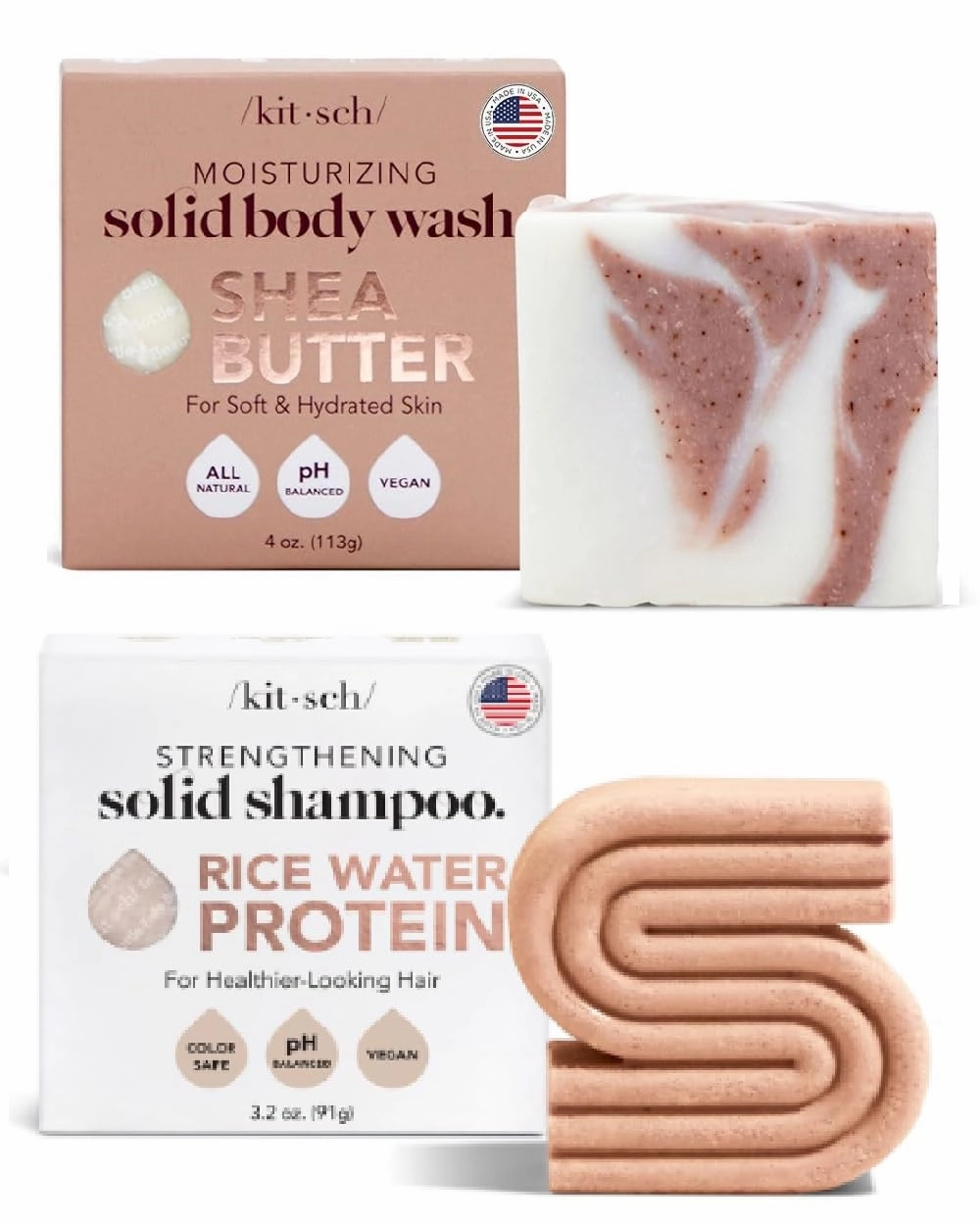 Kitsch Shea Butter Body Wash Bar & Rice Water Protein Shampoo Bar with Discount