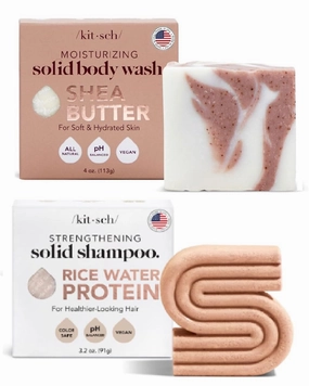 Kitsch Shea Butter Body Wash Bar & Rice Water Protein Shampoo Bar with Discount