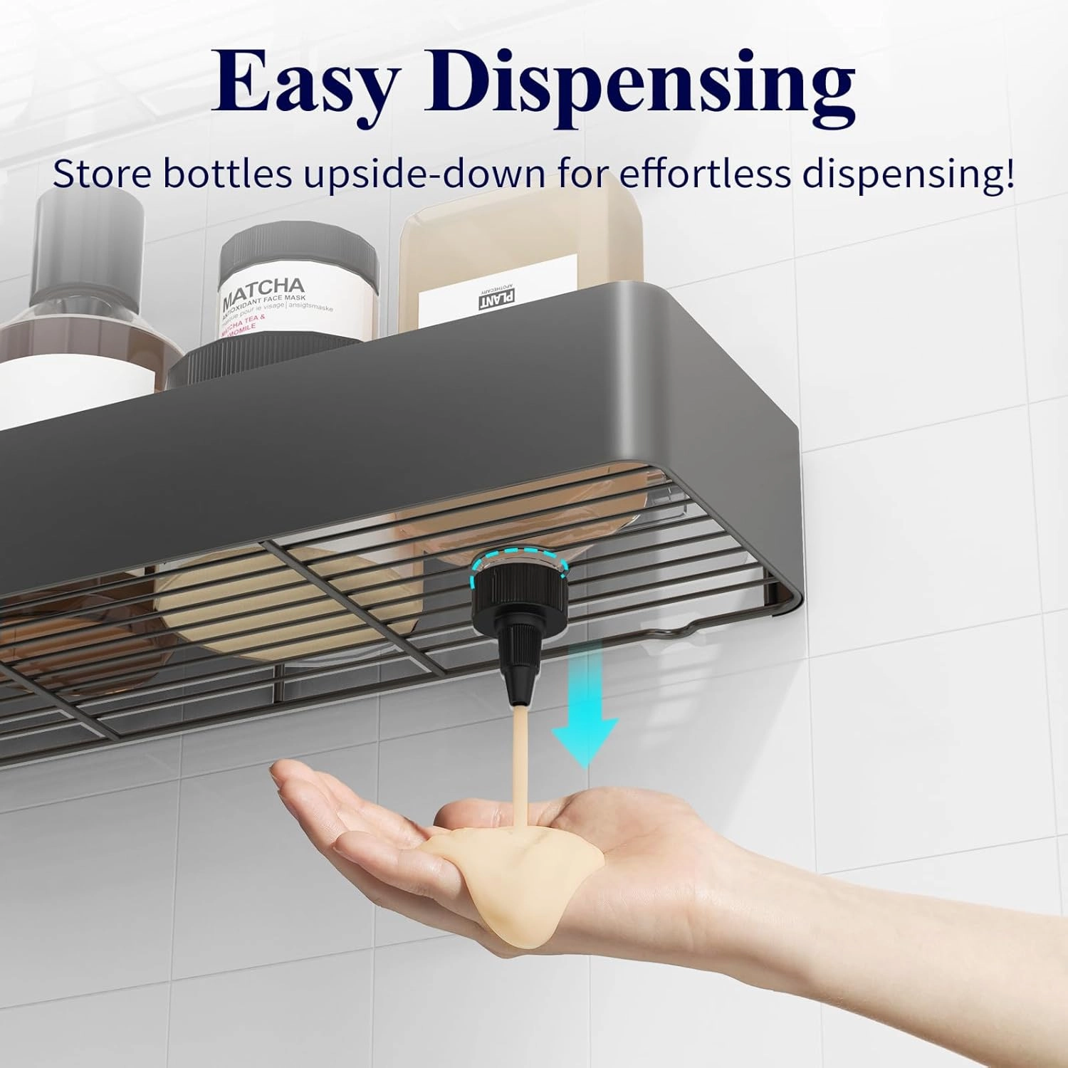 Kitsure X-Large Shower Caddy - 2 Pack Adhesive Shower Organizer, Rustproof Stainless Steel Shelves, No-Drill Bathroom Organizers and Storage, Dark Grey