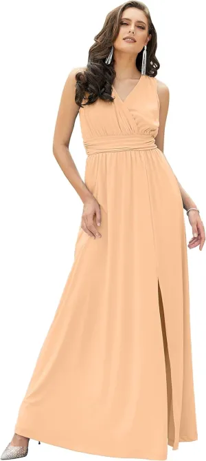 KOH KOH Womens Long Sleeveless Bridesmaid Cocktail Evening Maxi Dress