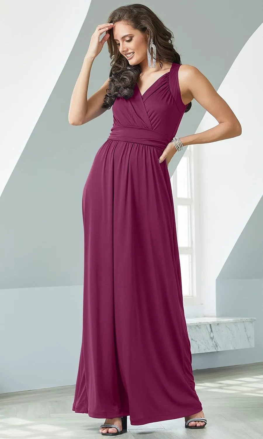 KOH KOH Womens Long Sleeveless Flowy Bridesmaid Cocktail Evening Gown Maxi Dress