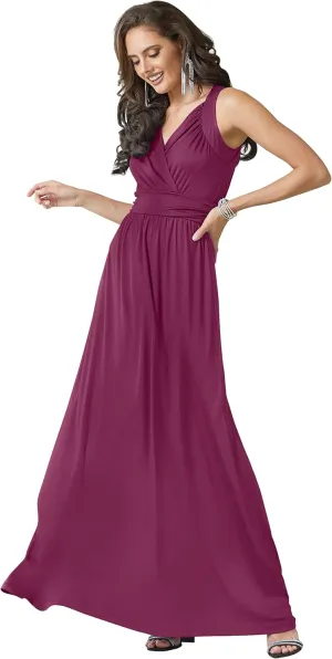 KOH KOH Womens Long Sleeveless Flowy Bridesmaid Cocktail Evening Gown Maxi Dress