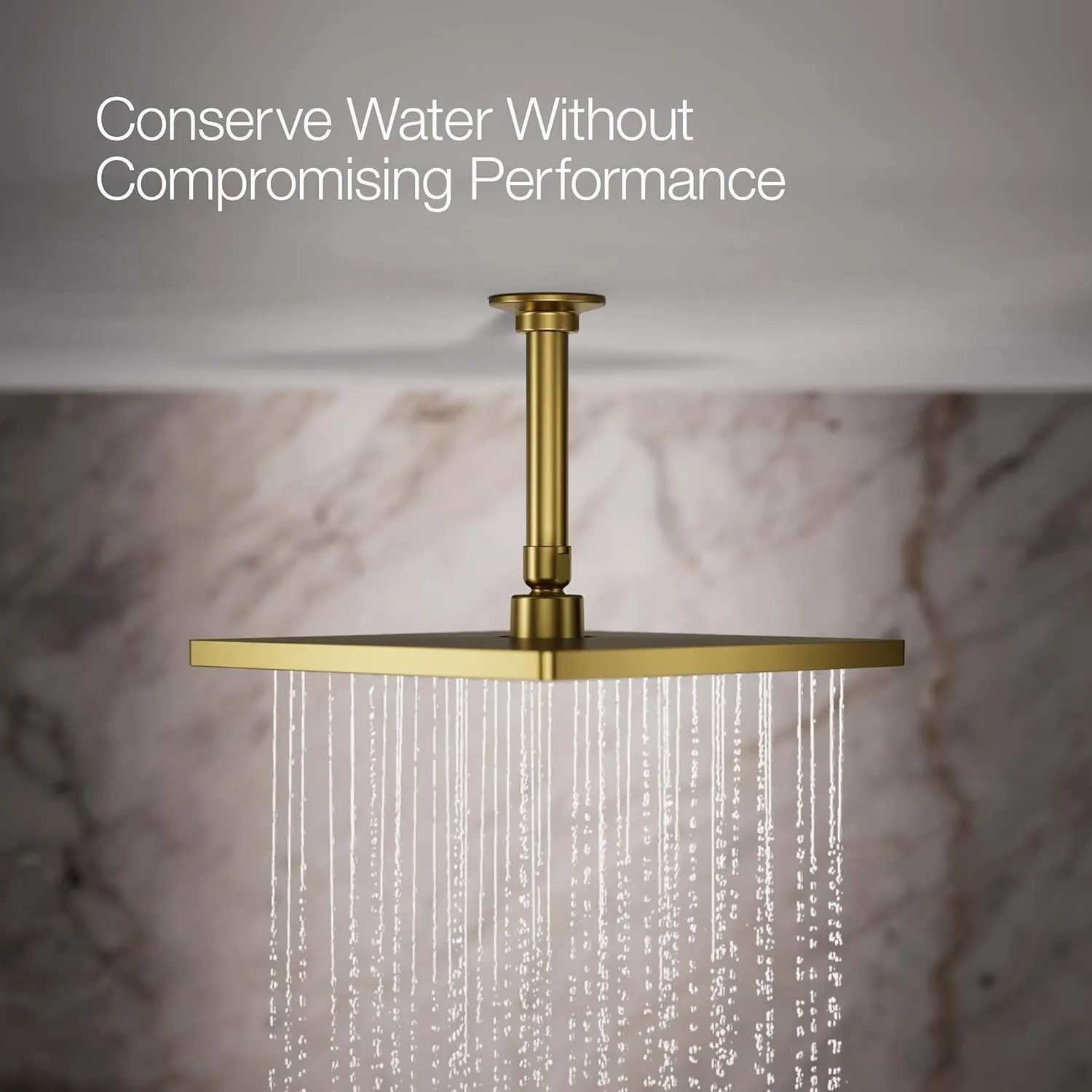KOHLER 26149-2MB Honesty Square 10" Single-Function RAIN HEAD, Full Coverage SHOWERHEAD& Easy-to-clean Surface, Vibrant Brushed Moderne Brass, 2.5 GPM