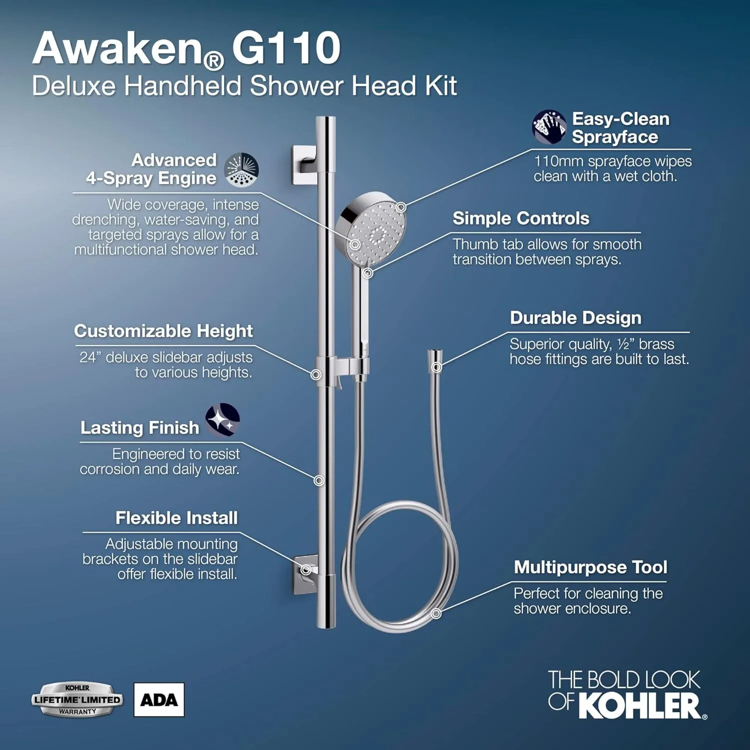 KOHLER AWAKEN® G110 DELUXE HANDSHOWER SET