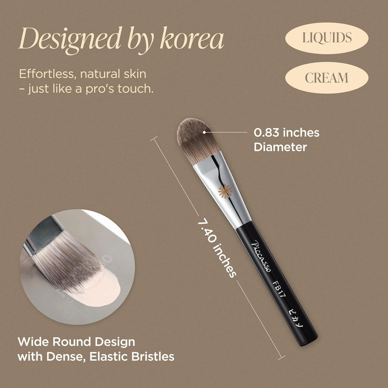 Korean Piccasso Brush FB17 Foundation Brush – Professional Foundation Brush for Liquid & Cream Makeup, Soft Flat Bristles for Smooth Application, Perfect for a Flawless Finish, Genuine Korean Product