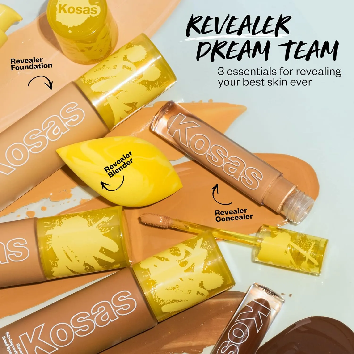 Kosas Revealer Skin-Improving Foundation with SPF 25 Protection - Hydrate, Brighten, Soothe, Plump, Protect Skin - Smoothing Texture, Natural Finish and Clean Formula - Deep Neutral 380