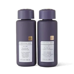 Kristin Ess Hair Purple Shampoo and Conditioner Set for Blonde, Brunette, Silver   Gray Hair, Anti Brass   Yellow Tones, Safe for Color Treated Hair, Sulfate Free Toning Shampoo Conditioner