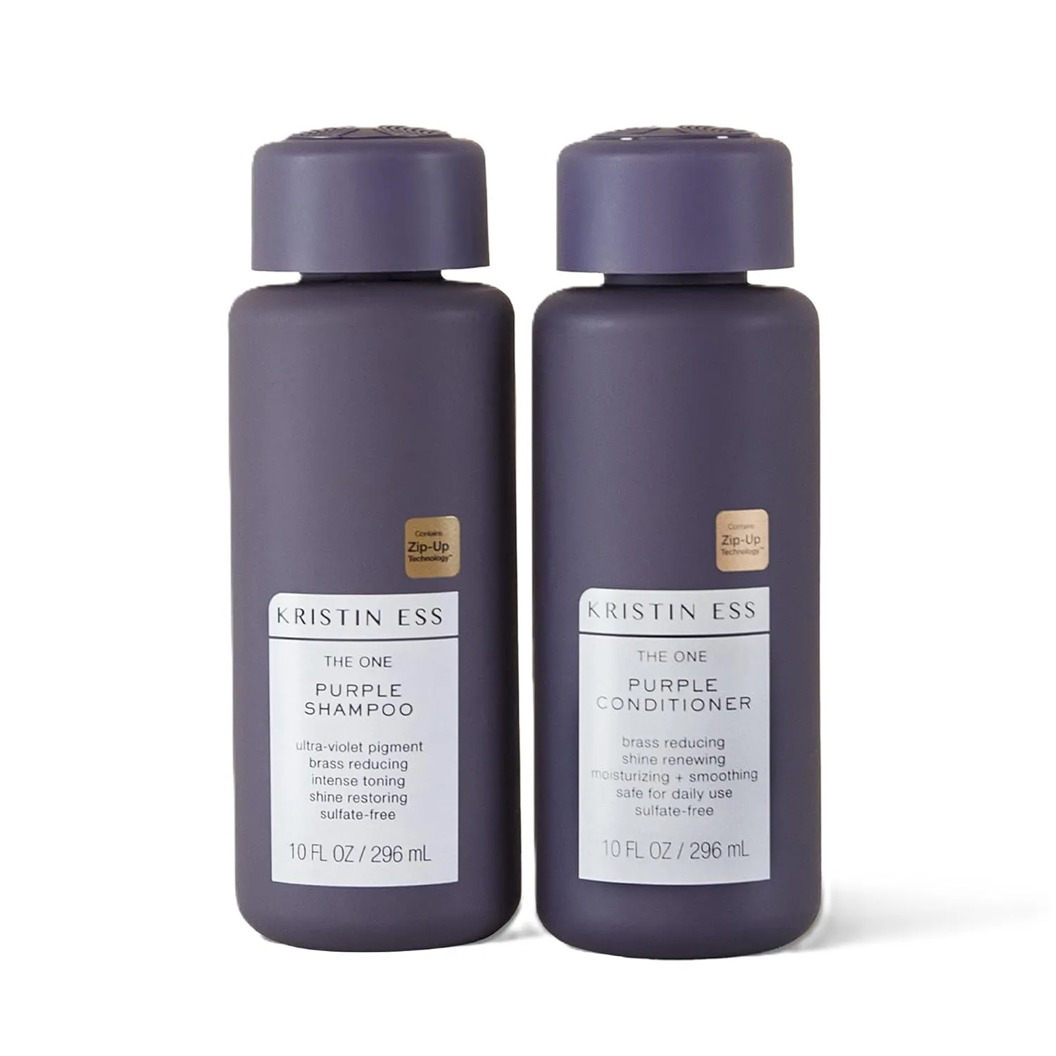 Kristin Ess Hair Purple Shampoo and Conditioner Set for Blonde, Brunette, Silver   Gray Hair, Anti Brass   Yellow Tones, Safe for Color Treated Hair, Sulfate Free Toning Shampoo Conditioner