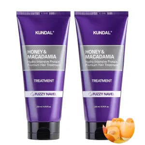 KUNDAL Honey & Macadamia Natural Conditioner Korean Hair Care Damage Repair, Deep Hydration, Long Lasting Fragrance, with Honey, Macadamia Oil 6.76fl oz (Pack of 2) (Fuzzy Navel)