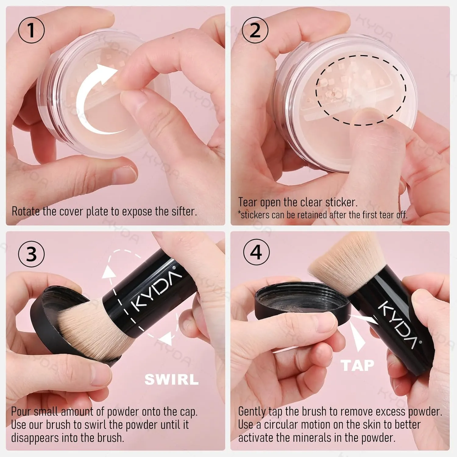 KYDA Mineral Powder Foundation, SPF 35 Lightweight Loose Powder Foundation, Skin-improving Mineral Foundation, Buildable Coverage, Natural Glow Base Makeup, with Foundation Brush, Fair Light