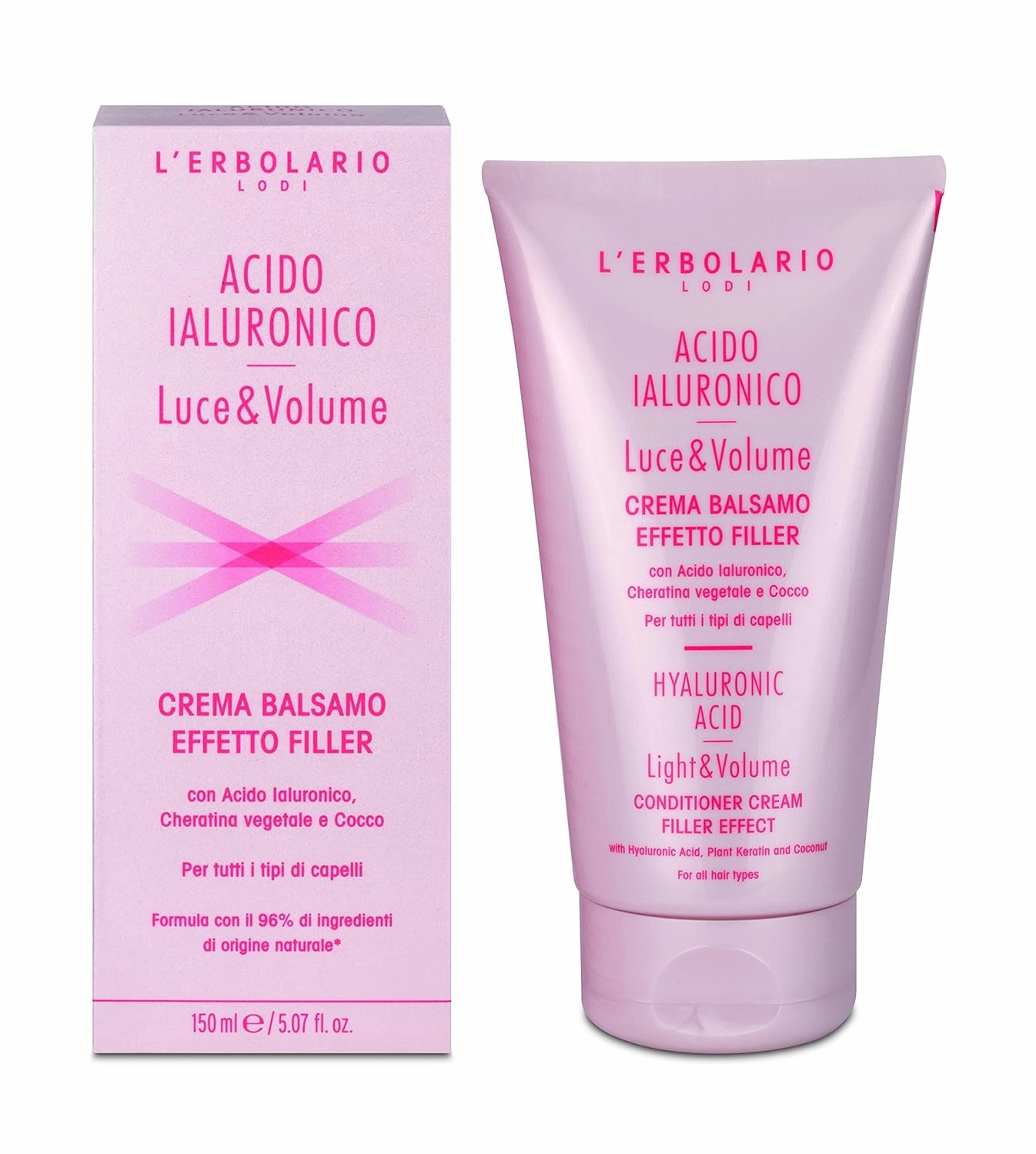 L'Erbolario Hyaluronic Acid Light and Volume Conditioner Cream - Hair Conditioner for Women and Men with Keratin and Coconut - All Hair Types - 5.1 oz