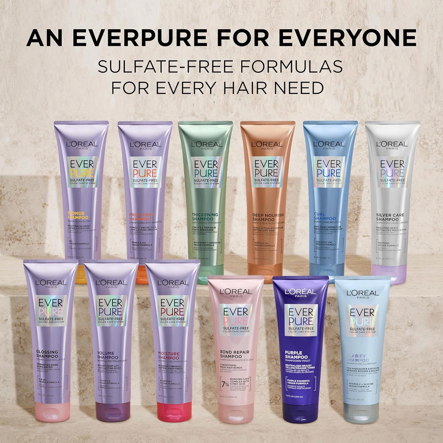 L'Oreal Paris EverPure Moisture Sulfate Free Shampoo and Conditioner Set, Hair Care for Color-Treated Hair with Rosemary Botanicals, 1 Kit