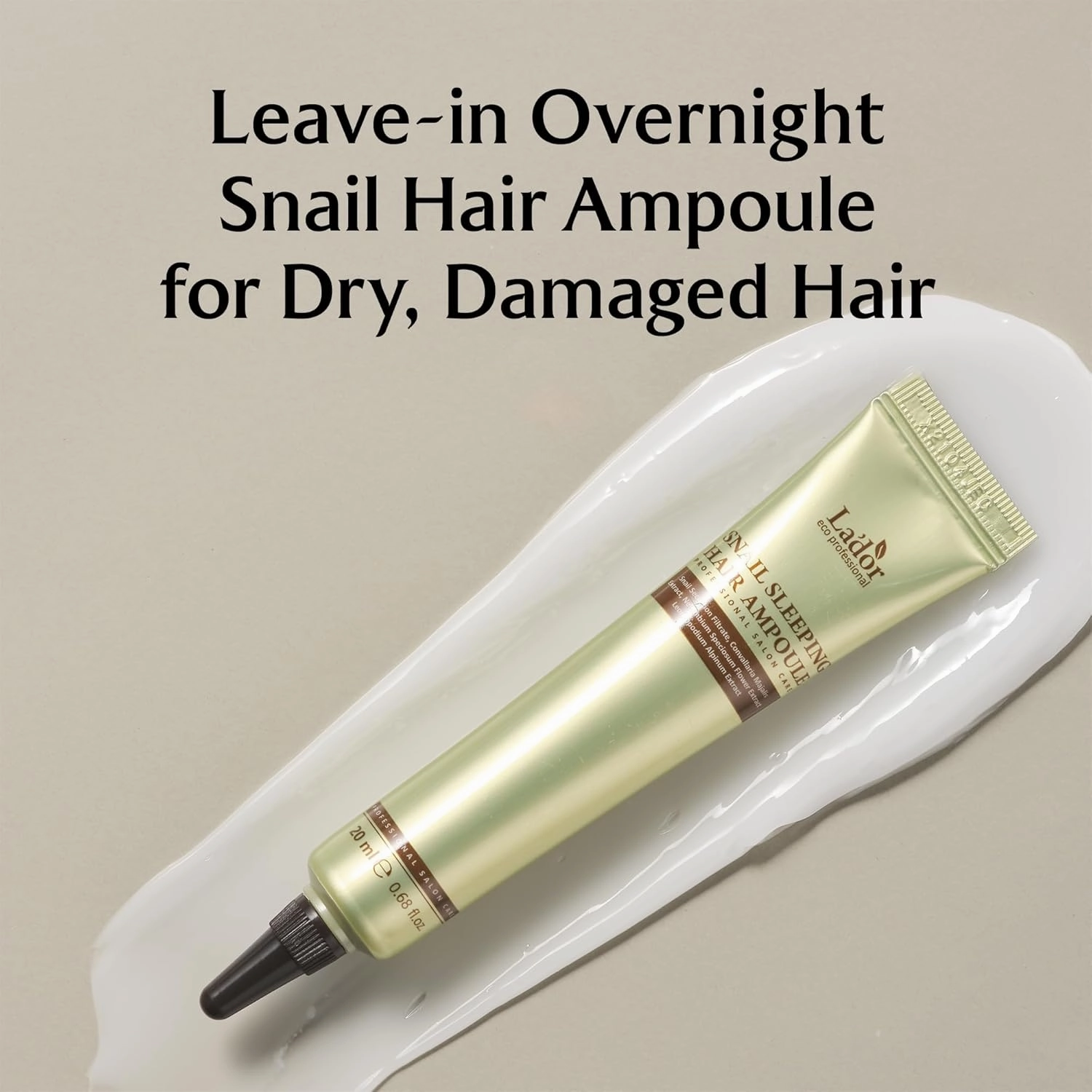 LA'DOR Snail Sleeping Hair Ampoule Serum - Intensive Overnight Leave-In Mask - Treatment for Frizzy Dry Damaged Thinning Hair Korean Haircare LADOR