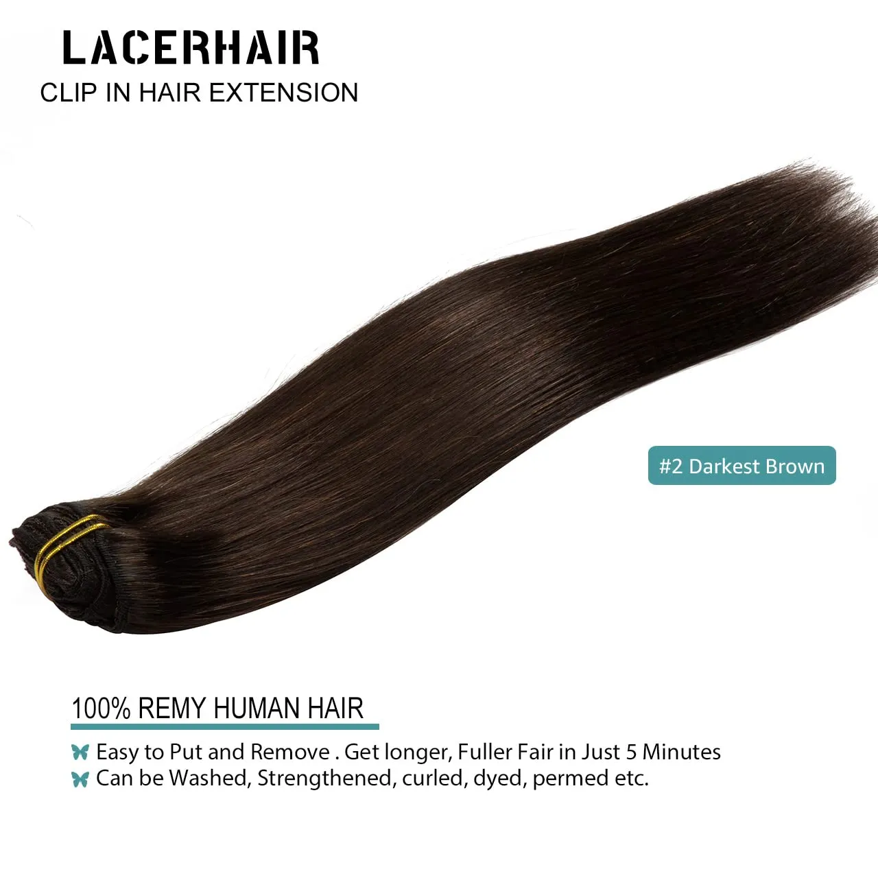 Lacer Clip in Human Hair Extensions, 22 Inch 140g Light Dark Brown Clip in Hair Extensions Real Human Hair Double Weft Natural Straight Remy Human Hair Clip Ins 7 Pcs with 16 Clips Human Hair