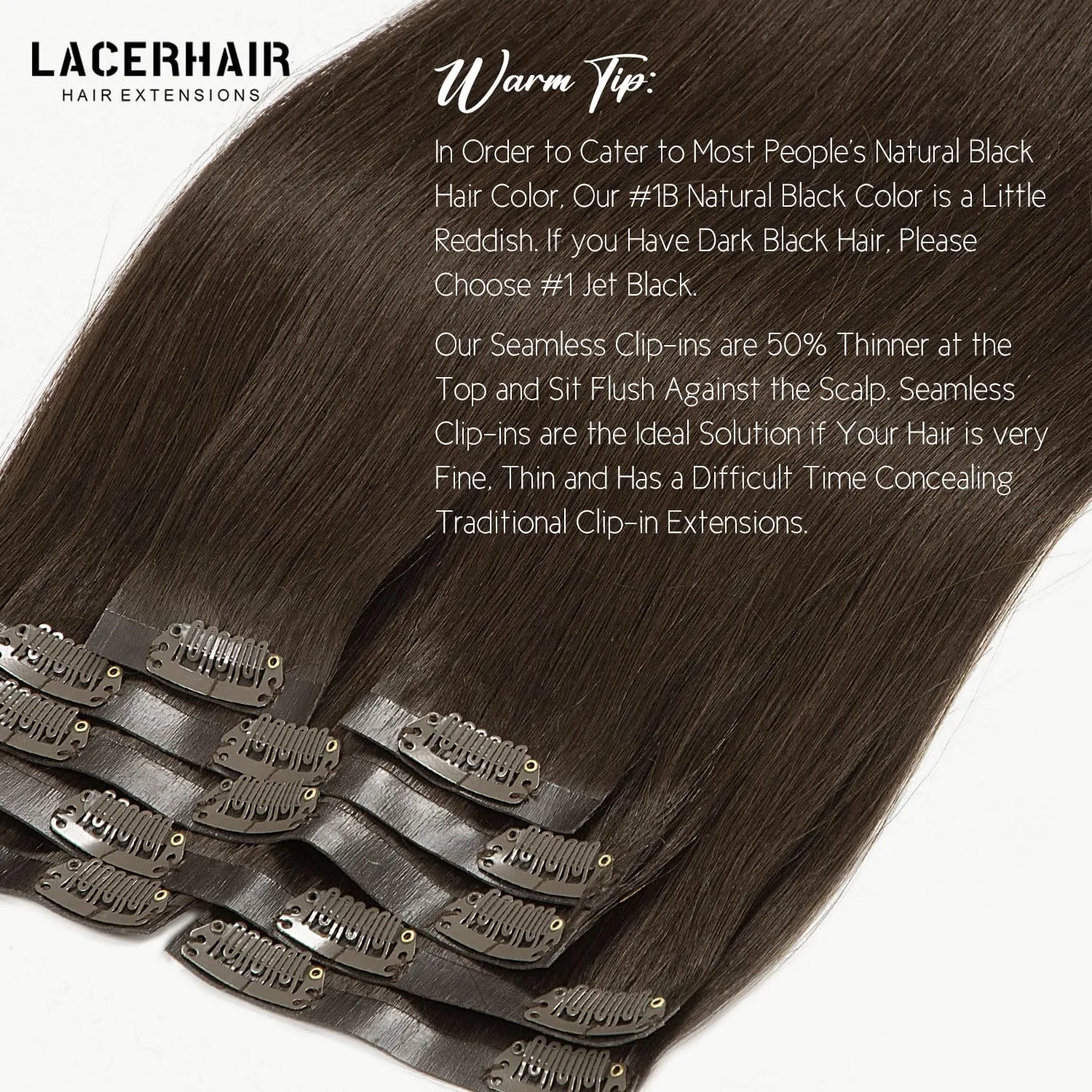 Lacer Hair Extensions Seamless Clip in Human Hair Light Dark Brown Seamless PU Glue Weft Human Hair Clip in Extensions 14 110g 7pcs