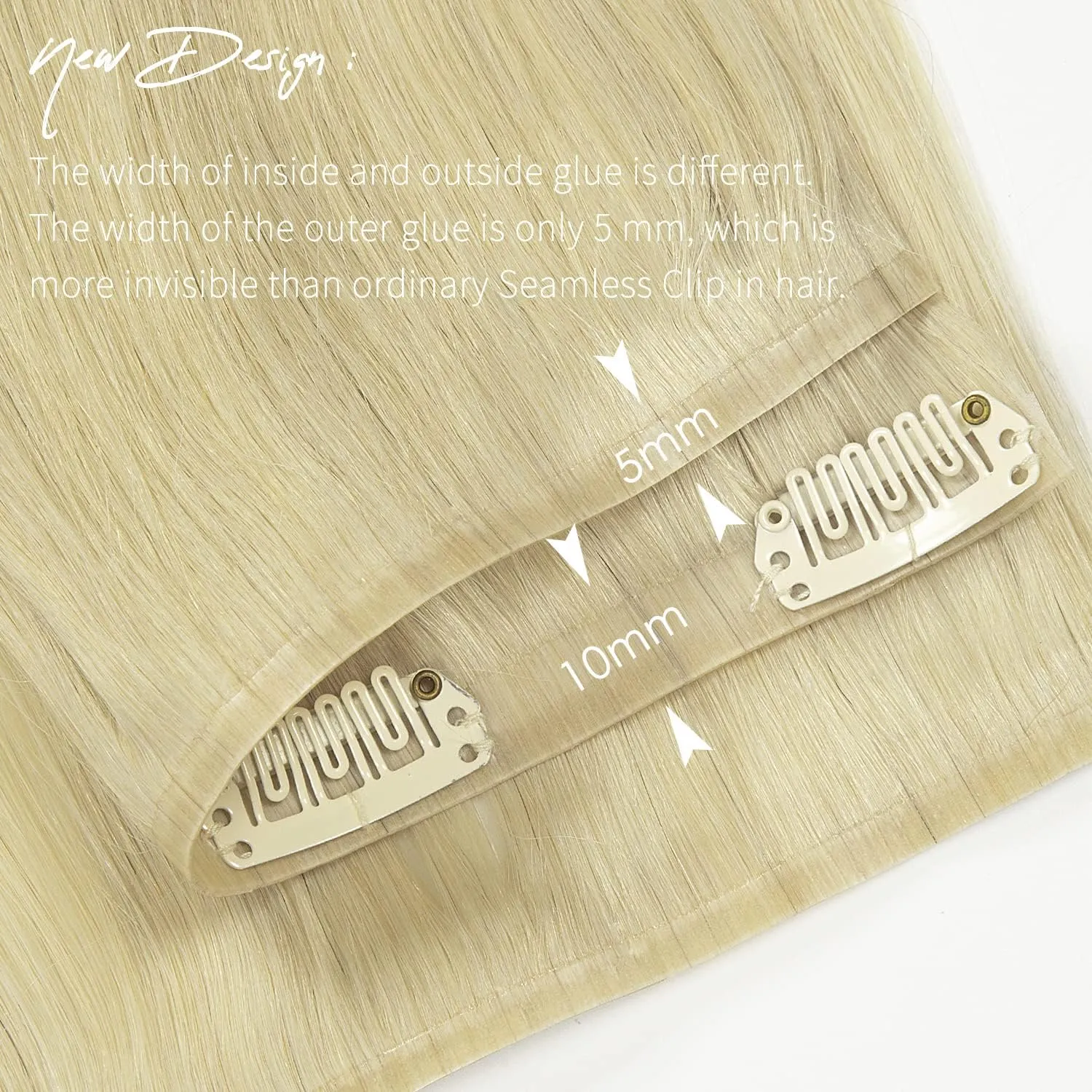 Lacer Hair Invisible Hair Extensions Clip in Human Hair Seamless #60 Bleach Blonde Clip in Hair Extensions for Women Clip In 110g 7 Pcs 110 Grams 14inch