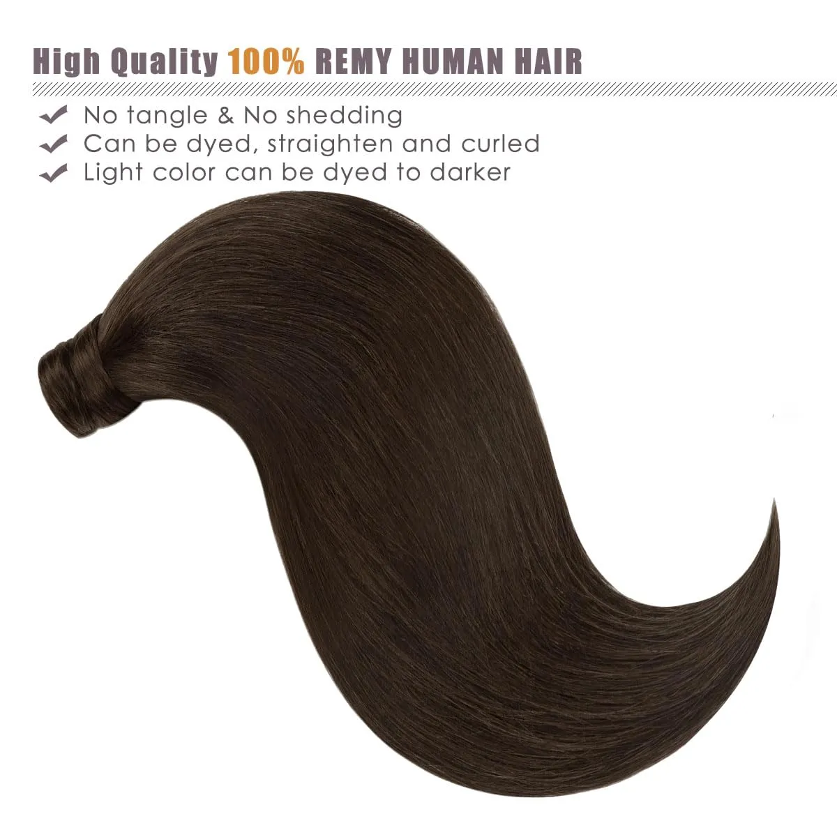 Lacer Ponytail Extensions Human Hair Wram Dark Brown 14 Inch 70g Hair Extensions Ponytail Hair Extensions Wrap Around Remy Human Hair Ponytail with Magic Paste One Piece Straight