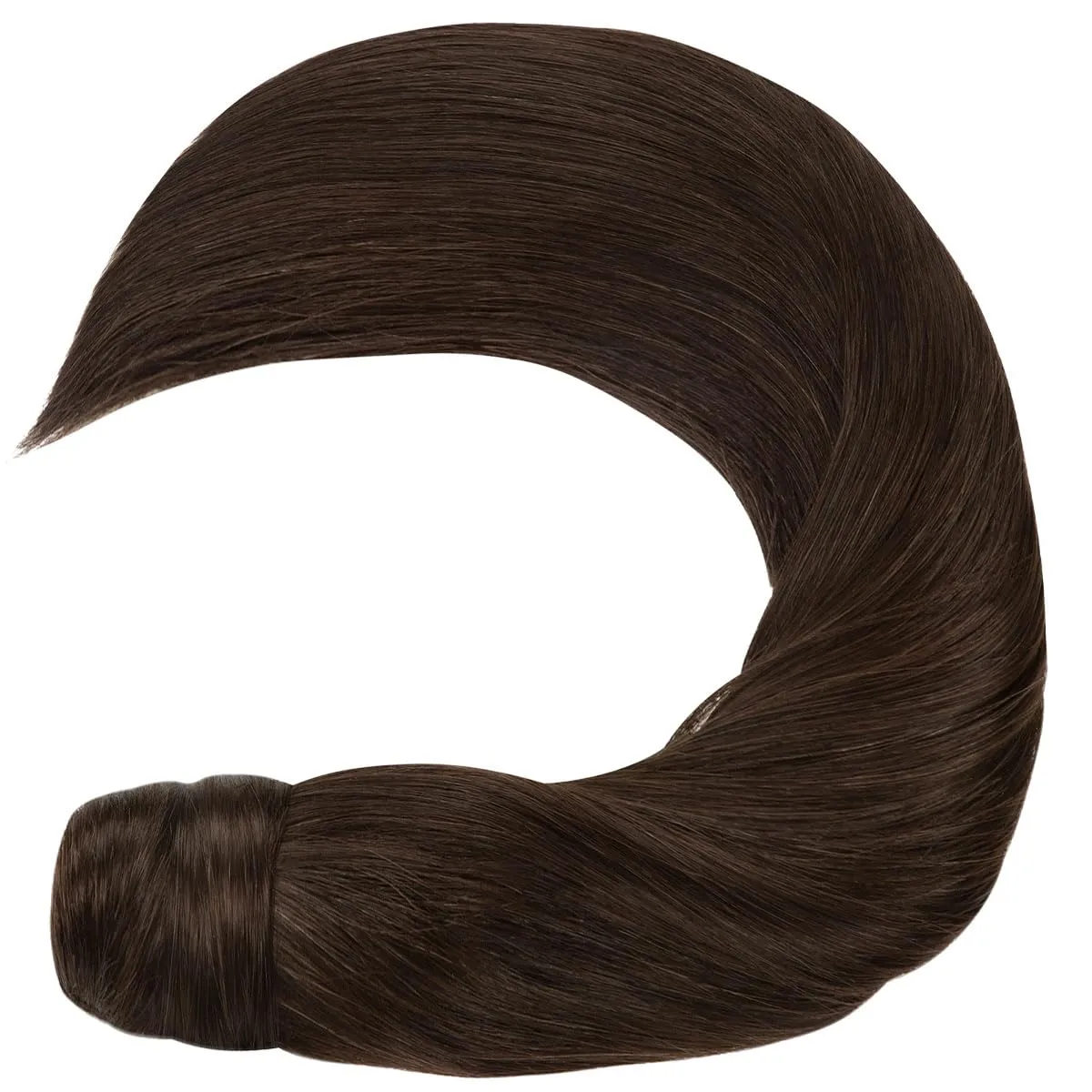 Lacer Ponytail Extensions Human Hair Wram Dark Brown 14 Inch 70g Hair Extensions Ponytail Hair Extensions Wrap Around Remy Human Hair Ponytail with Magic Paste One Piece Straight