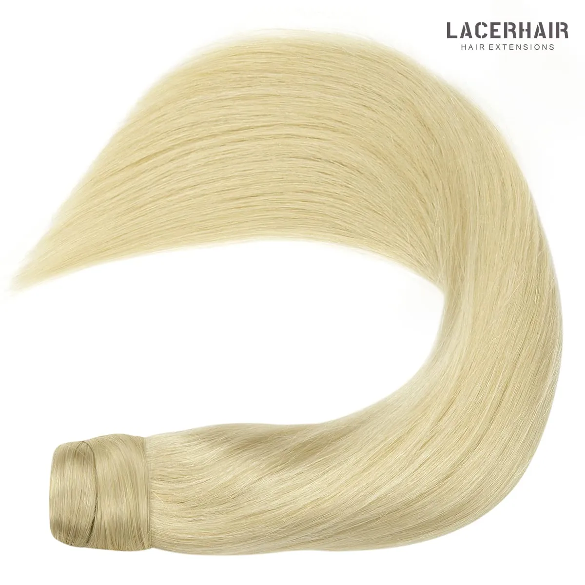 Lacer Wrap Around Ponytail Extension Human Hair Platinum Blonde Real Hair Ponytail Extension One Piece SIlky Straight 70 Grams 14 Inch Human Hair Ponytail