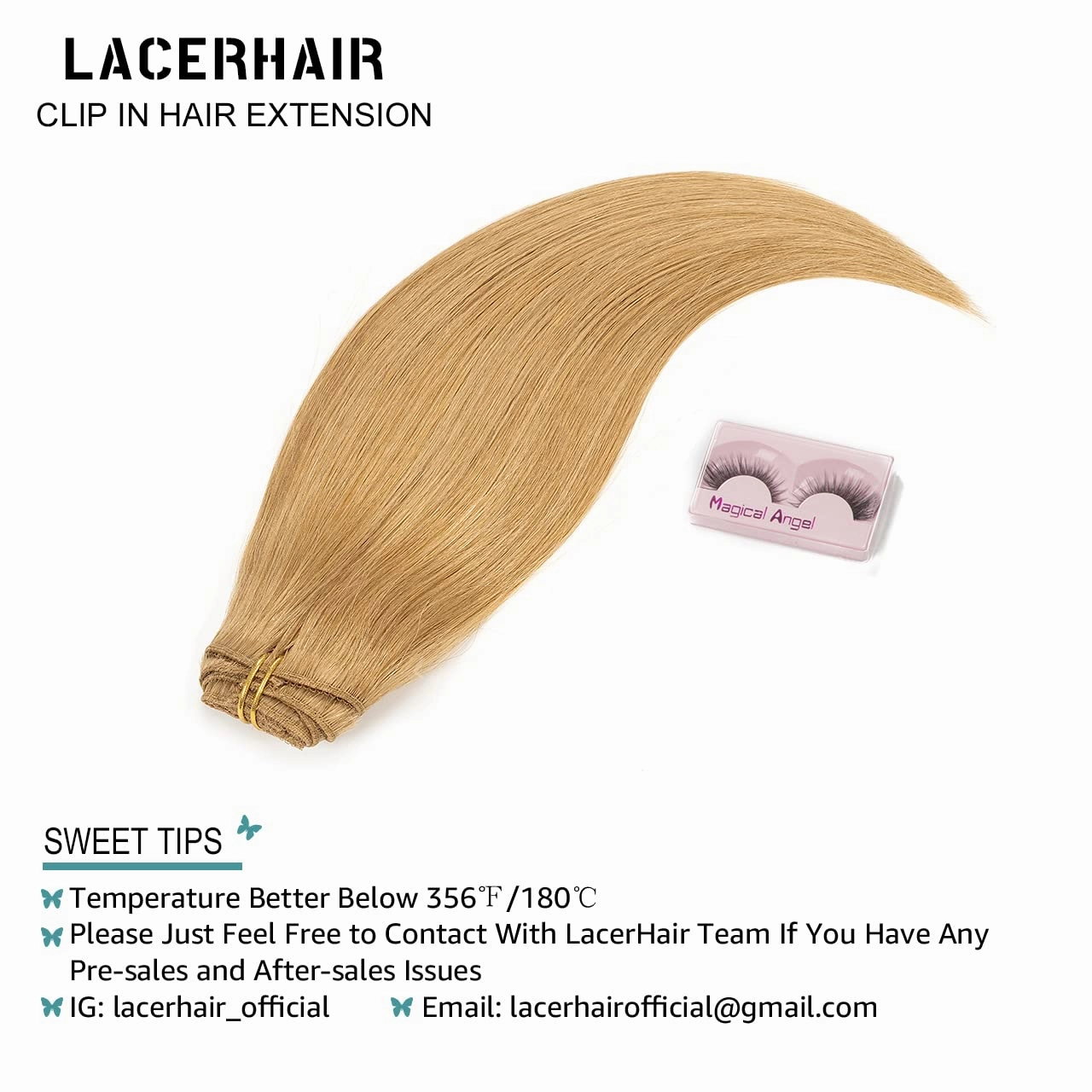 Lacer Hair Blonde Clip in Hair Extensions Human Hair Caramel Blonde Seamless Lace Double Weft Real Virgin Remy Hair Extensions Clip in Natural Long Soft Thickened Straight Hair 22 Inch 140g 7pcs