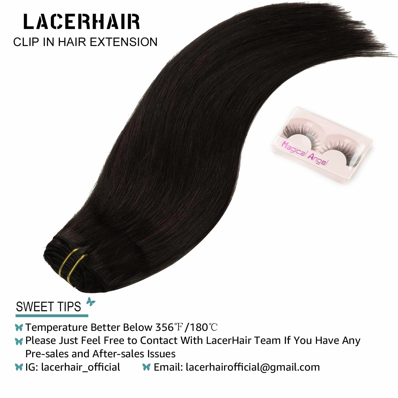 Lacer Hair Extensions Clip in Human Hair 22 Inch Darkest Brown #2 Double Weft 7Pieces 140g Silky Straight Natural Hair Lace Clip in Hair Extensions