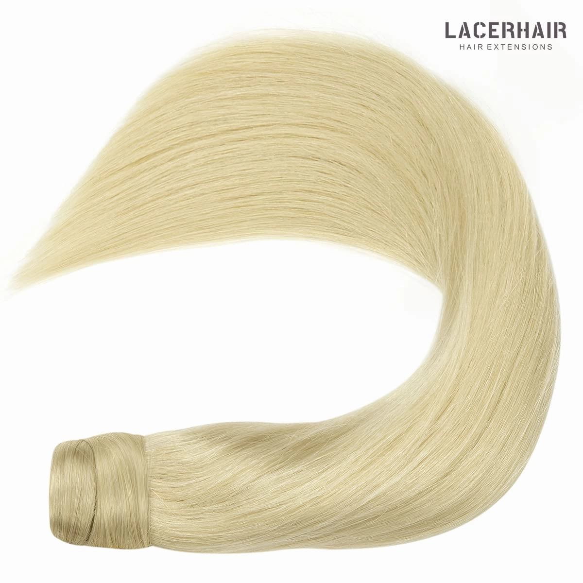 Lacer Pony Tails Extensions Human Hair Straight Wrap Around Hair Ponytail Hair piece with Comb Invisible Platinum Blonde Hair Extensions Pony Tails for Girls Long 18 Inch