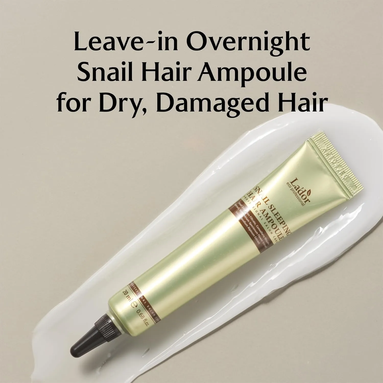 LA'DOR Snail Sleeping Hair Ampoule Serum - Intensive Overnight Leave-In Mask - Treatment for Frizzy Dry Damaged Thinning Hair Korean Haircare LADOR