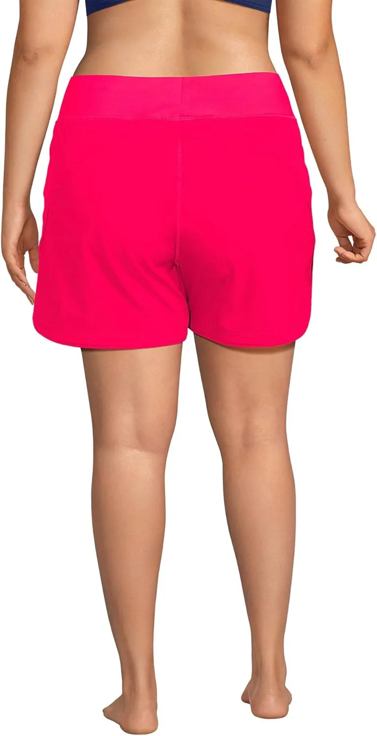 Lands' End Women's 5" Quick Dry Elastic Waist Board Shorts Swim Cover-up Shorts with Panty