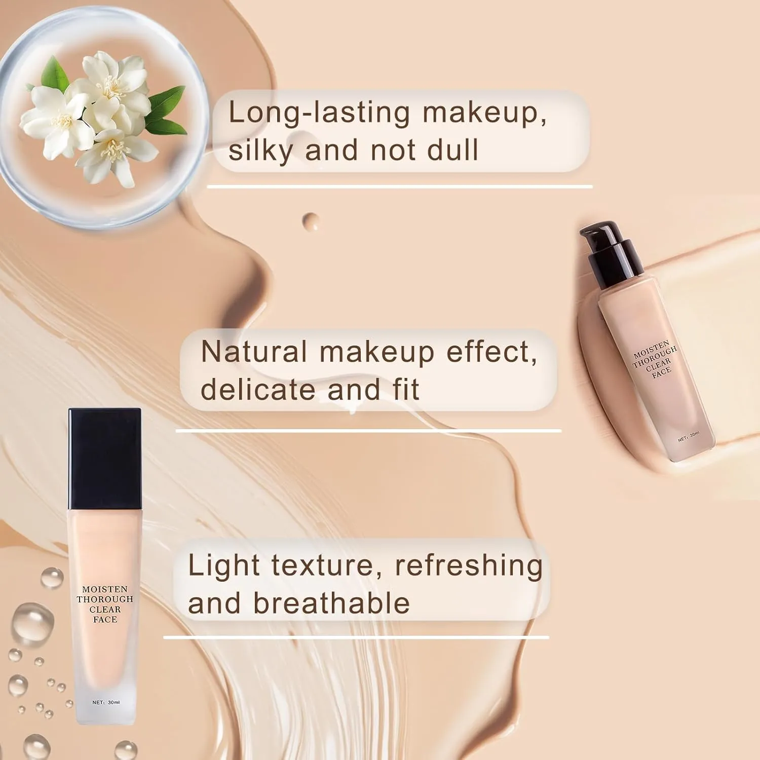Lanerna Luxury Foundation,Full Coverage Foundation Formulated For Women Over 40,Soft Matte Moisturizing, Long-lasting Natural Matte Finish,Comes with 1 Beauty Puffs (N21#Natural, 30ml)