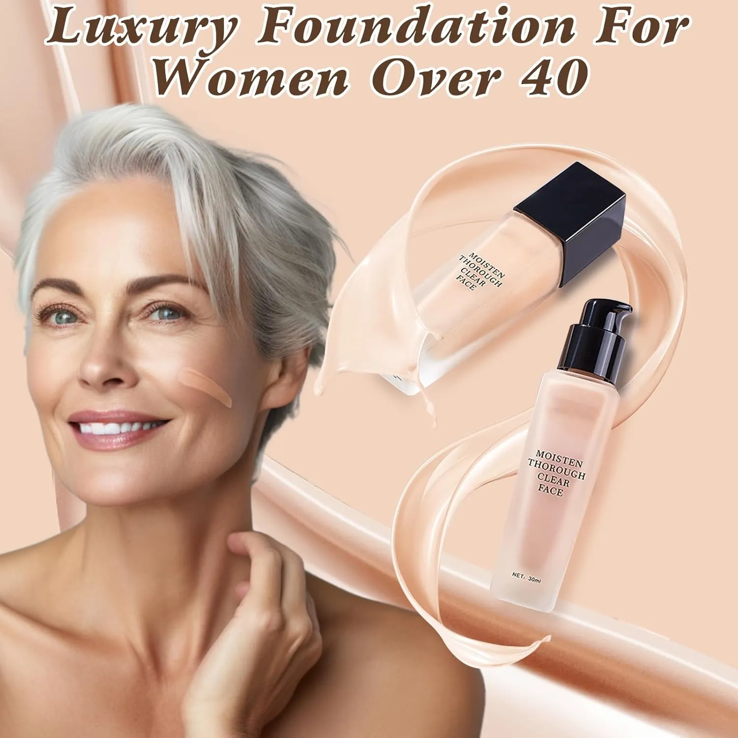 Lanerna Luxury Foundation,Full Coverage Foundation Formulated For Women Over 40,Soft Matte Moisturizing, Long-lasting Natural Matte Finish,Comes with 1 Beauty Puffs (N21#Natural, 30ml)