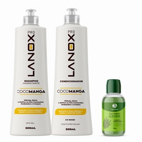 Lanox CocoManga Hair Care Kit – Shampoo 500ml   Conditioner 500ml   Rosemary Oil 60ml | Tropical Moisture & Growth Boost | Sulfate-Free, Vegan, For All Hair Types