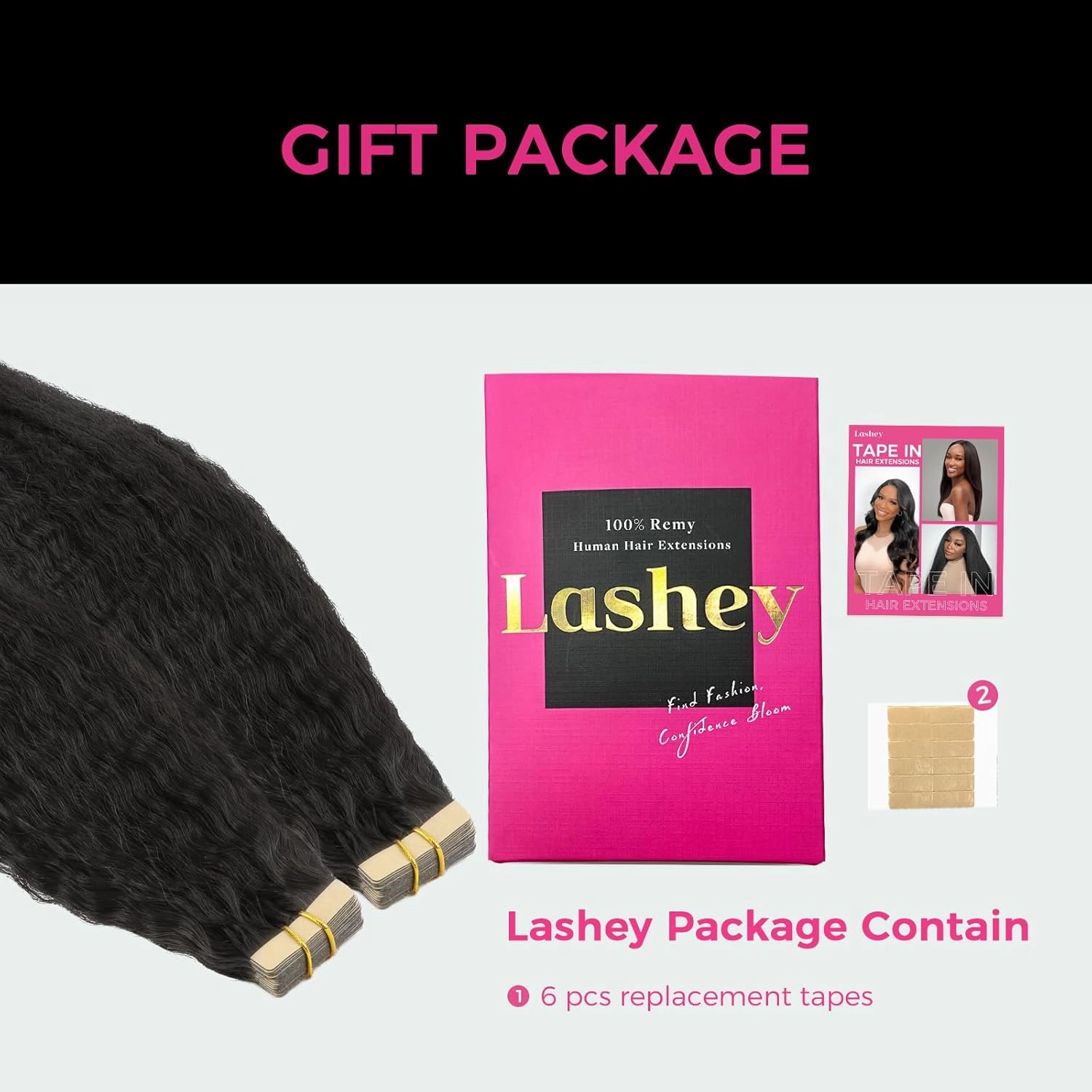 Lashey 100g 40pcs Tape in Hair Extensions Human Hair 20 Inch Kinky Straight Natural Black Tape in Hair Extensions Double-Side Tape Ins Remy Human Hair Extensions