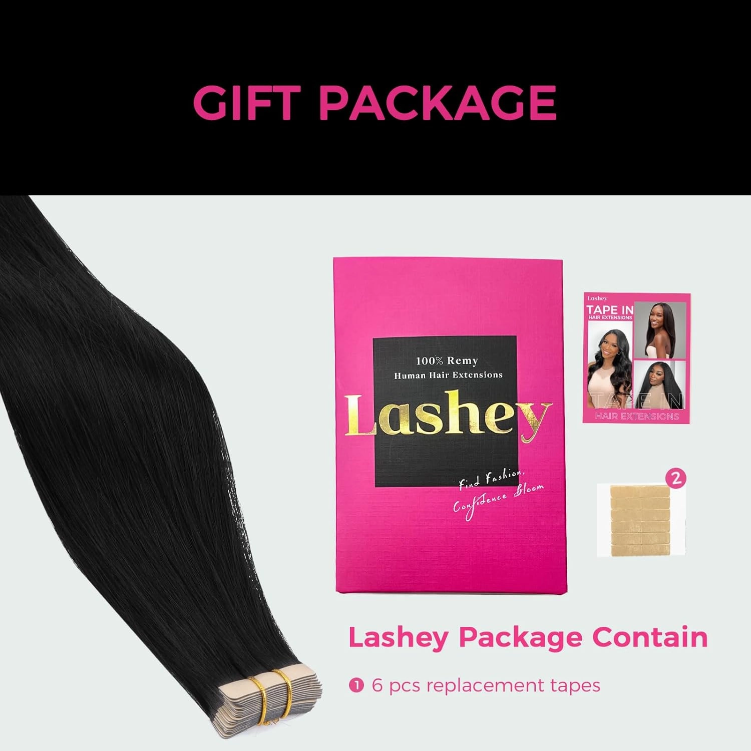 Lashey Hair Extensions Real Human Hair Straight Jet Black Tape in Hair Extensions for Women Tape in Hair Extensions Human Hair 14 Inch 20pcs 50g/pack Natural Human Hair