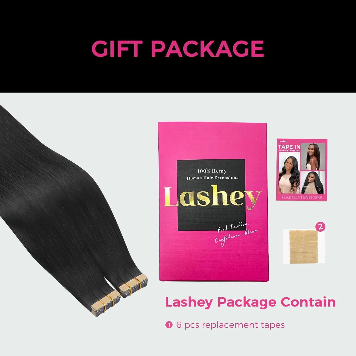Lashey Straight Tape in Hair Extensions Human Hair 40pcs 100g/pack Invisible Tape in Human Hair for Women 20 Inch Natural Black