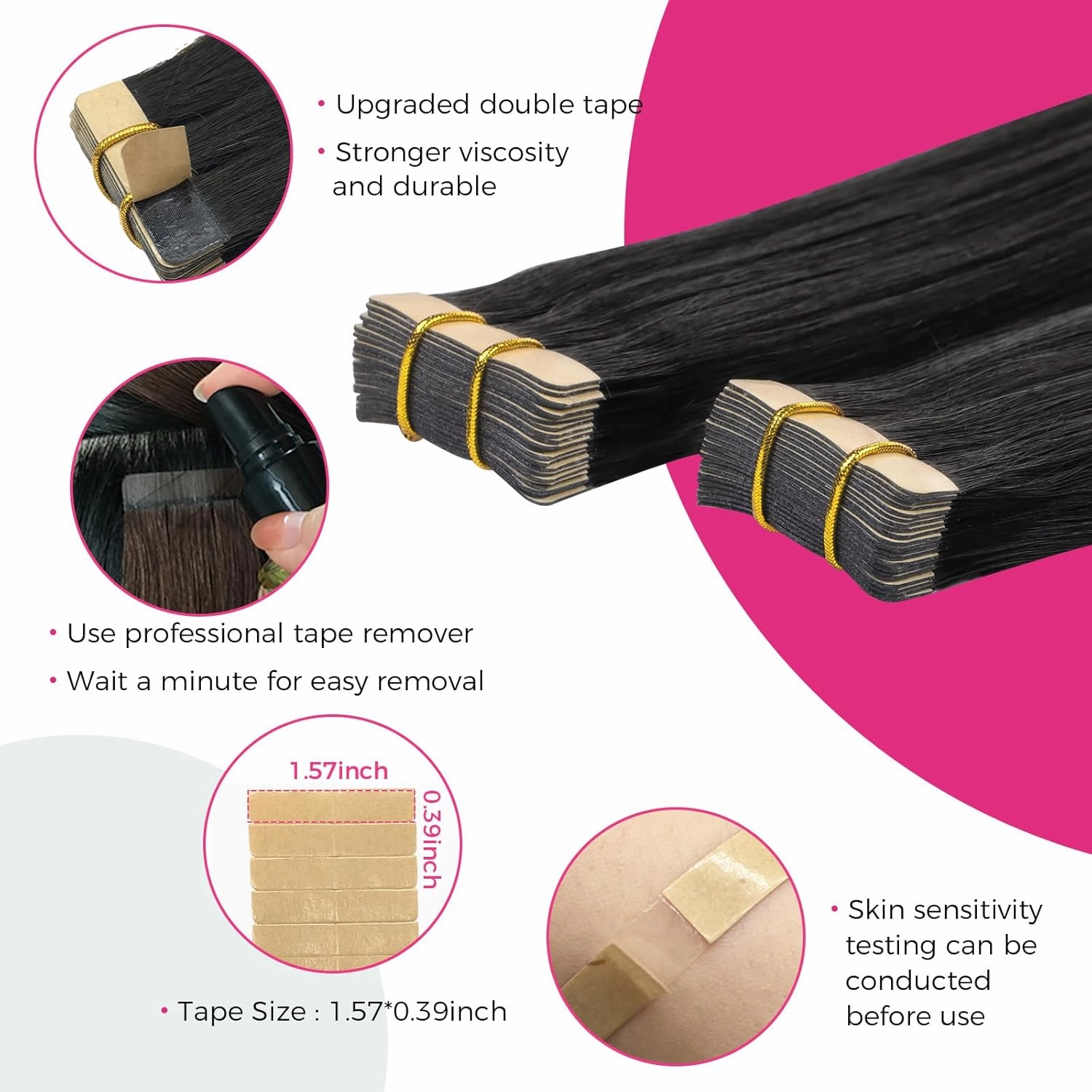 Lashey Straight Tape in Hair Extensions Human Hair 40pcs 100g/pack Invisible Tape in Human Hair for Women 20 Inch Natural Black