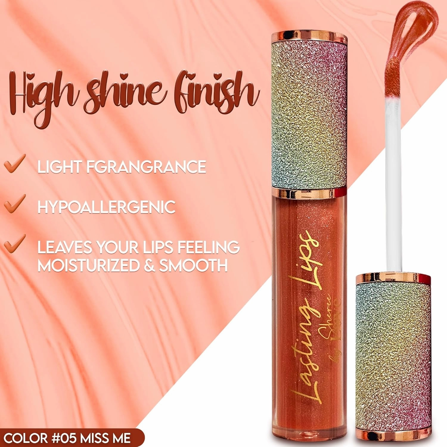 Lasting Lips Shimmer Gloss: Hydrating Long Lasting Lip Shine Lip Color Gloss (05 Miss Me)