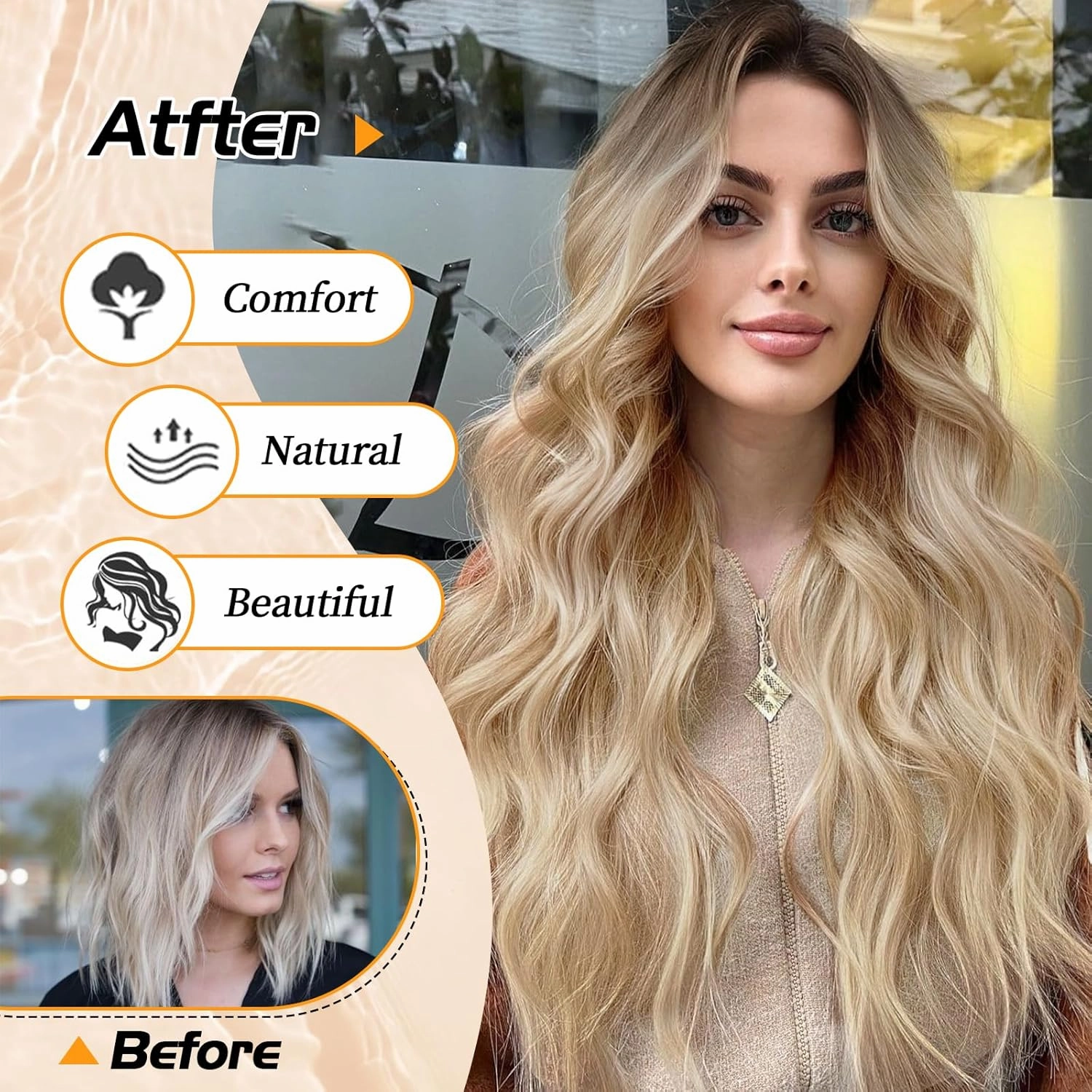 Lativ Blonde Wig for Women Long Bleach Blonde Wig Middle Part Wavy Curly Natural Looking Heat Resistant Wigs for Daily Party Use 26 Inches