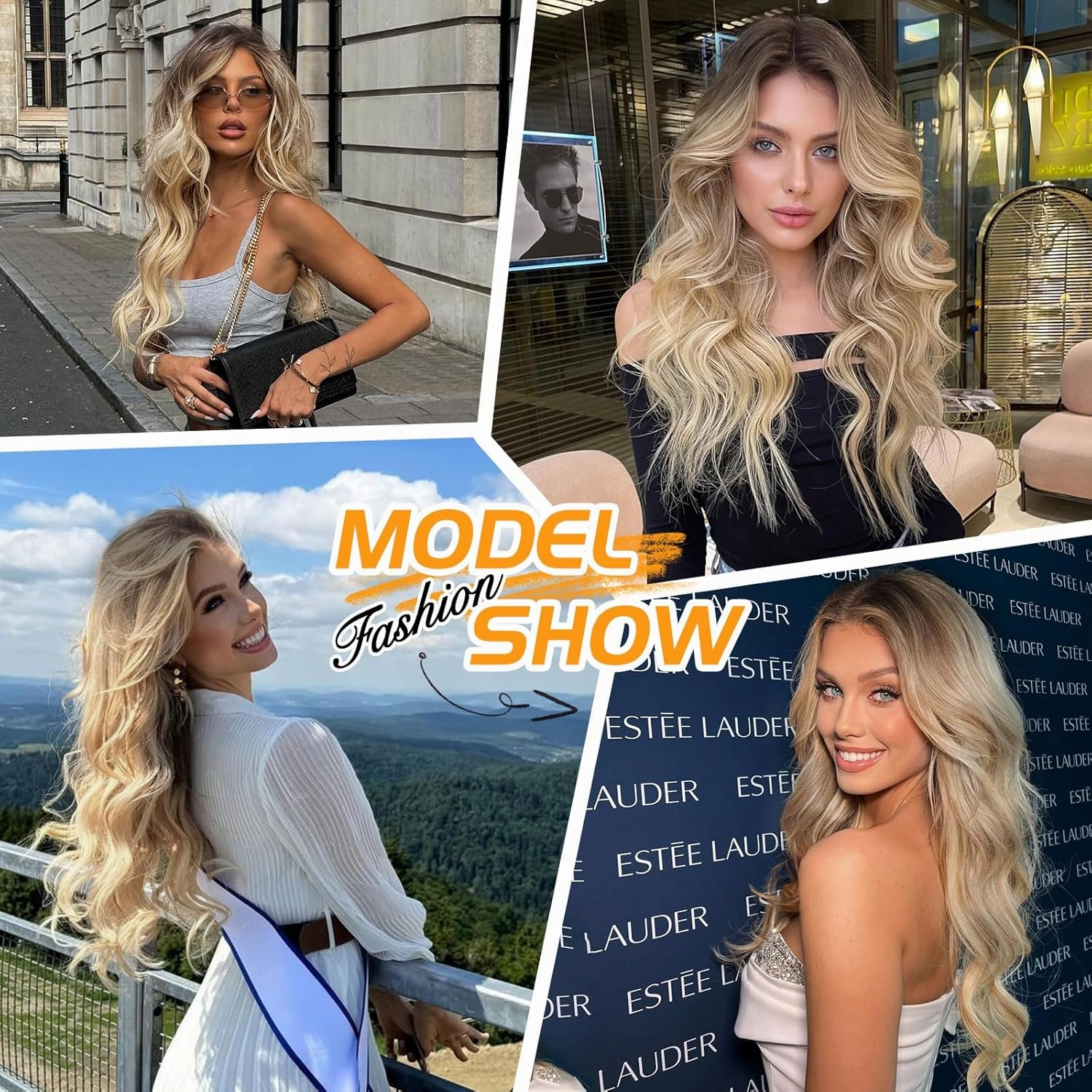 Lativ Blonde Wig for Women Long Bleach Blonde Wig Middle Part Wavy Curly Natural Looking Heat Resistant Wigs for Daily Party Use 26 Inches