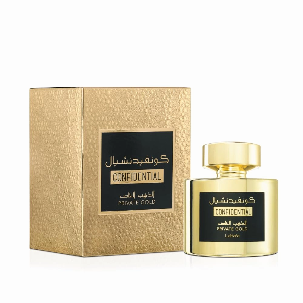 Lattafa Perfumes Confidential Private Gold for Unisex Eau de Parfum Spray, 3.4 Ounce
