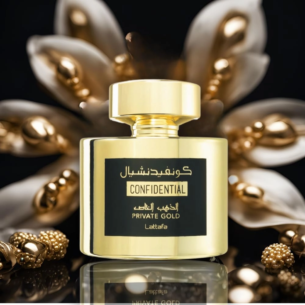Lattafa Perfumes Confidential Private Gold for Unisex Eau de Parfum Spray, 3.4 Ounce