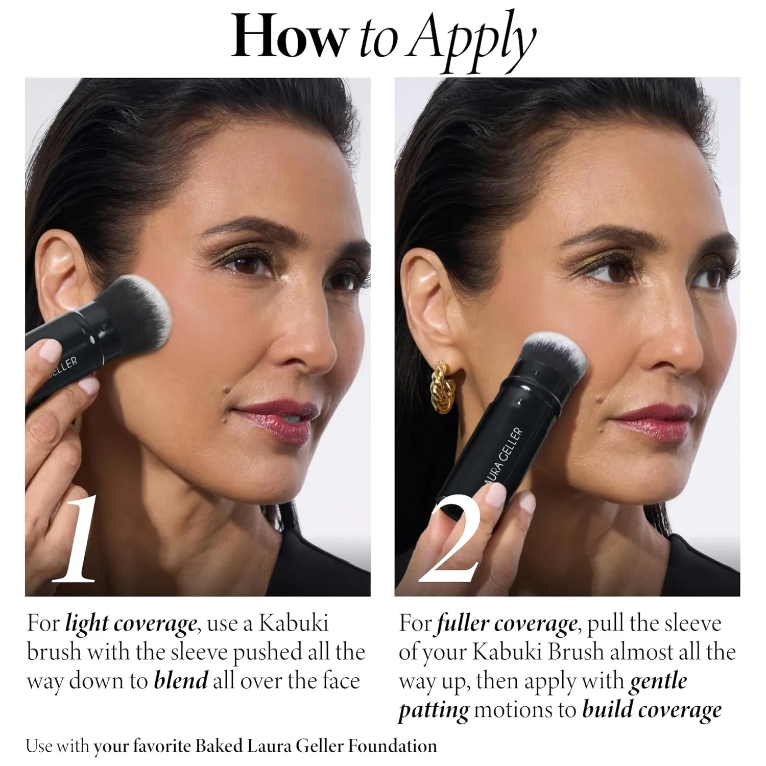 LAURA GELLER NEW YORK Baked Balance-n-Brighten Foundation with Kabuki Brush Makeup Set, Deep