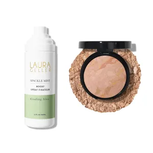 LAURA GELLER NEW YORK Baked Balance-n-Brighten Powder Foundation, Fair   Spackle Mist Boost with Cooling Aloe