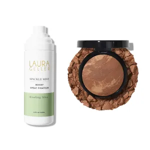 LAURA GELLER NEW YORK Baked Balance-n-Brighten Powder Foundation, Toffee   Spackle Mist Boost with Cooling Aloe