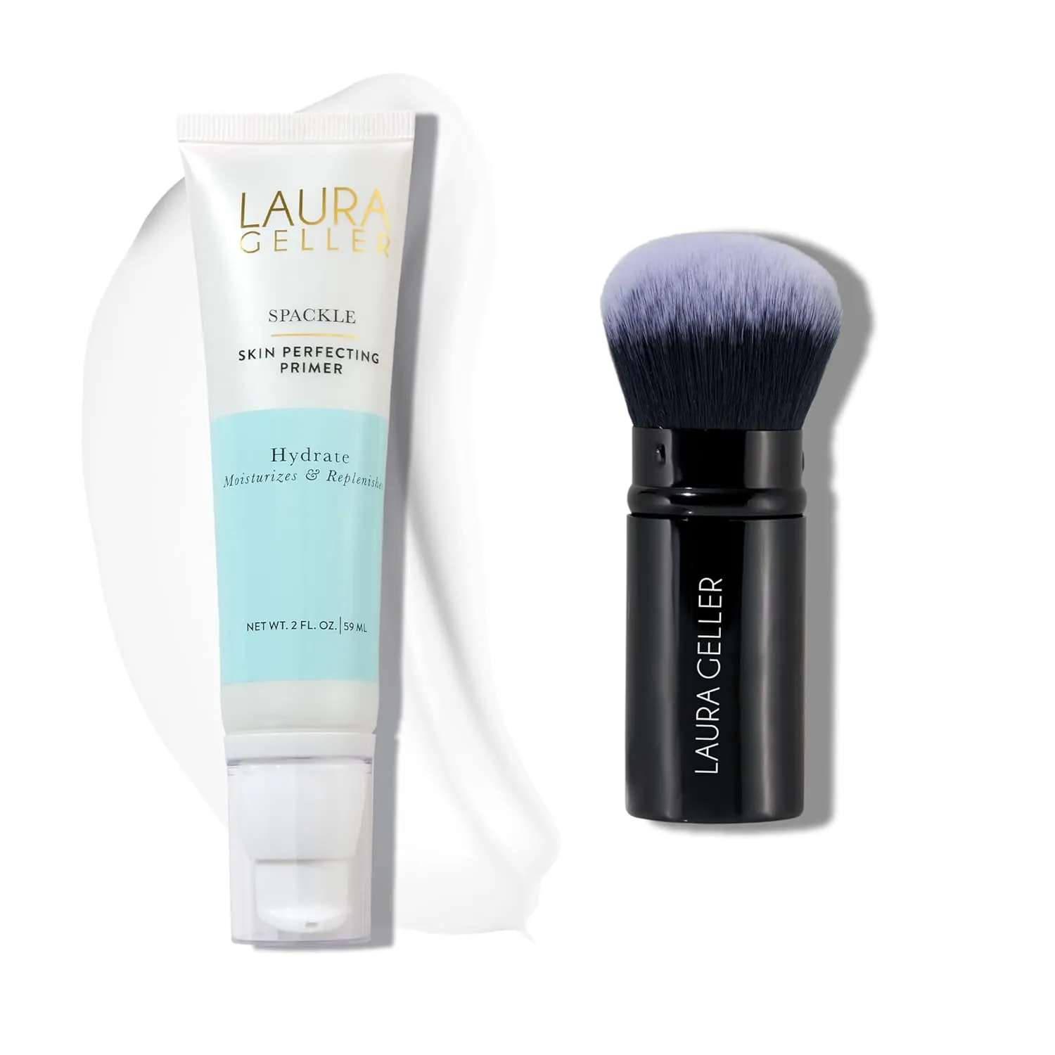 LAURA GELLER NEW YORK Spackle Super-Size Makeup Primer with Hyaluronic Acid, Hydrate   Airbrush Kabuki Brush